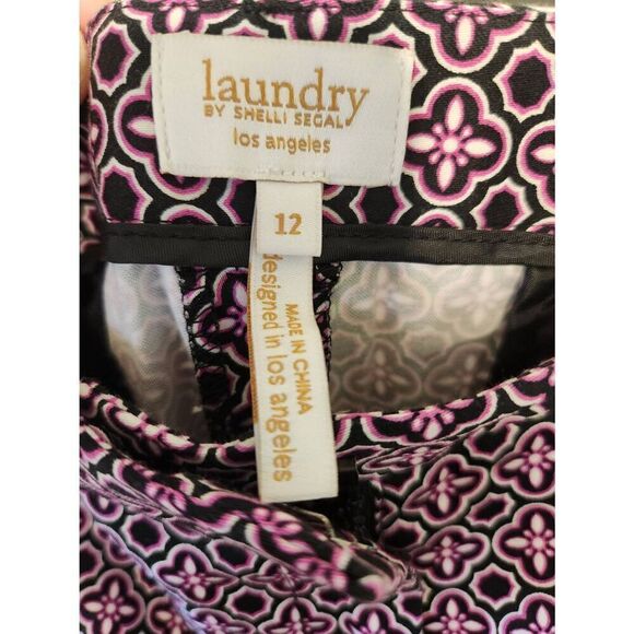 NWT Laundry by Shelli Segal Size 12 Purple Orchid Geometric Bermuda Shorts - Picture 4 of 5